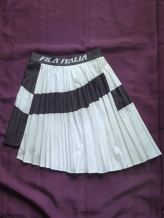 Fila Dresses & Skirts - Fila White and Black Pleated Skater Skirt with Branded Waistband
